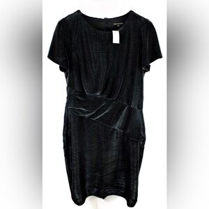 NWT Lane Bryant Short Sleeve Dress Plus Size 24 Black Ribbed Metallic Sheath